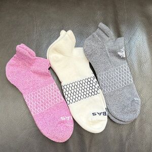 Womens Bombas Ankle Socks - Pink, white and Gray 3 pair total